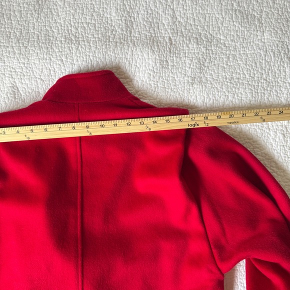 Vintage Red Wool Coat Petite M/L Double Breasted Midi Made In USA 80s 90s - Picture 12 of 14
